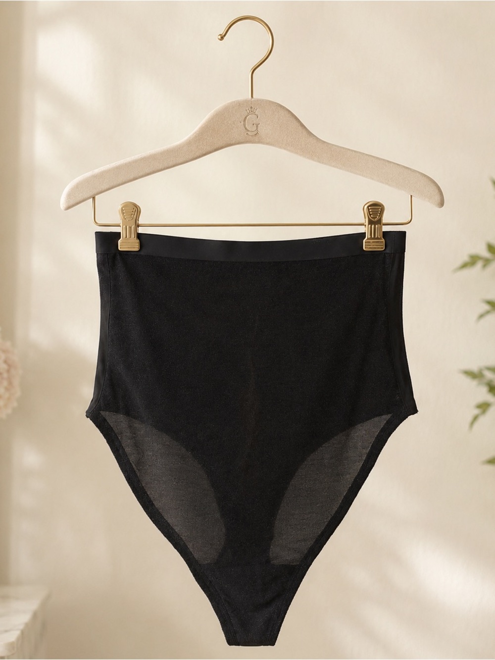 SKIMS Power Mesh High Waisted Thong Onyx Black S NWT SH-HWT-0251